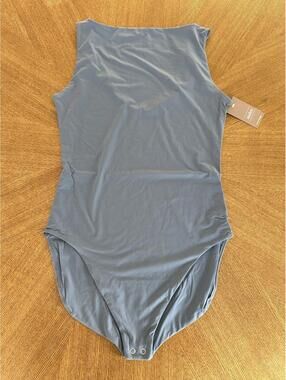 NEW Auden Women's Luxe Stretch Tank Bikini Bodysuit Blue Soft XL